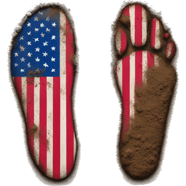 american flag with dirt footsteps on it emoji