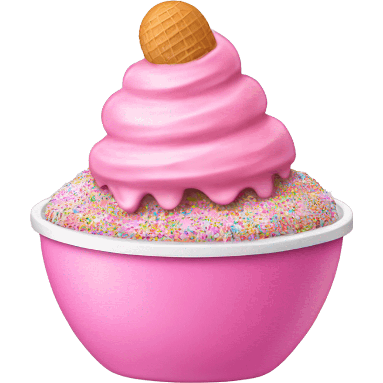 Pink ice cream in bowl with sprinkles NO cone emoji