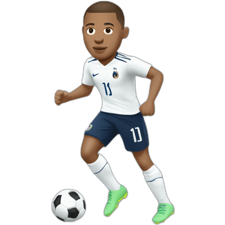 Kylian Mbappé jouant au foot emoji