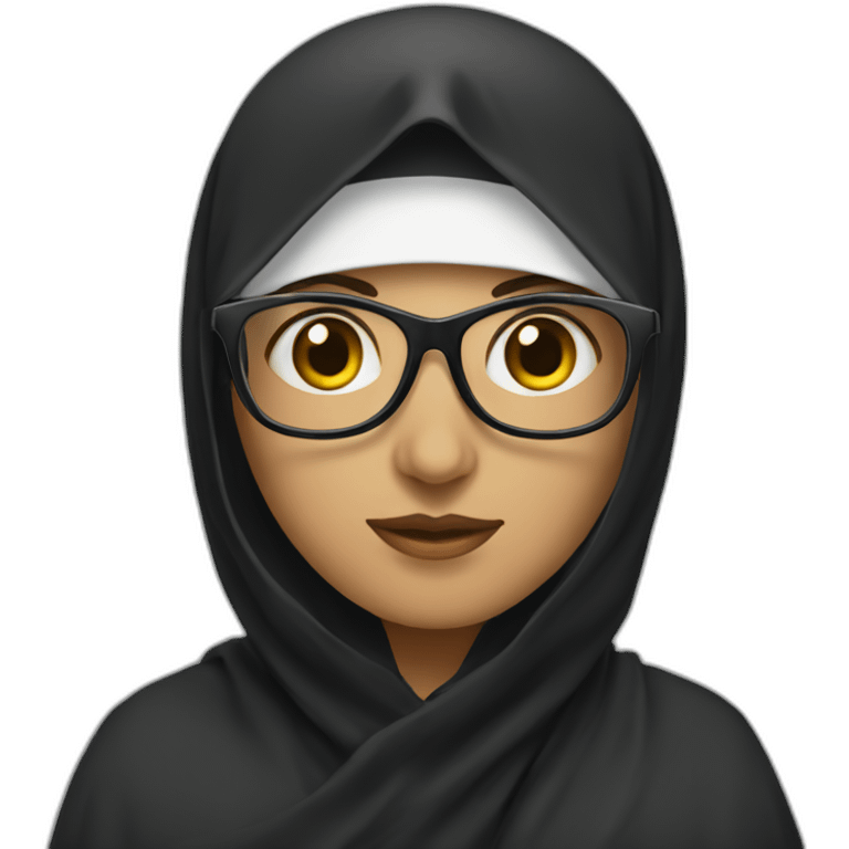 A white muslimsh niqabi with glasses  emoji