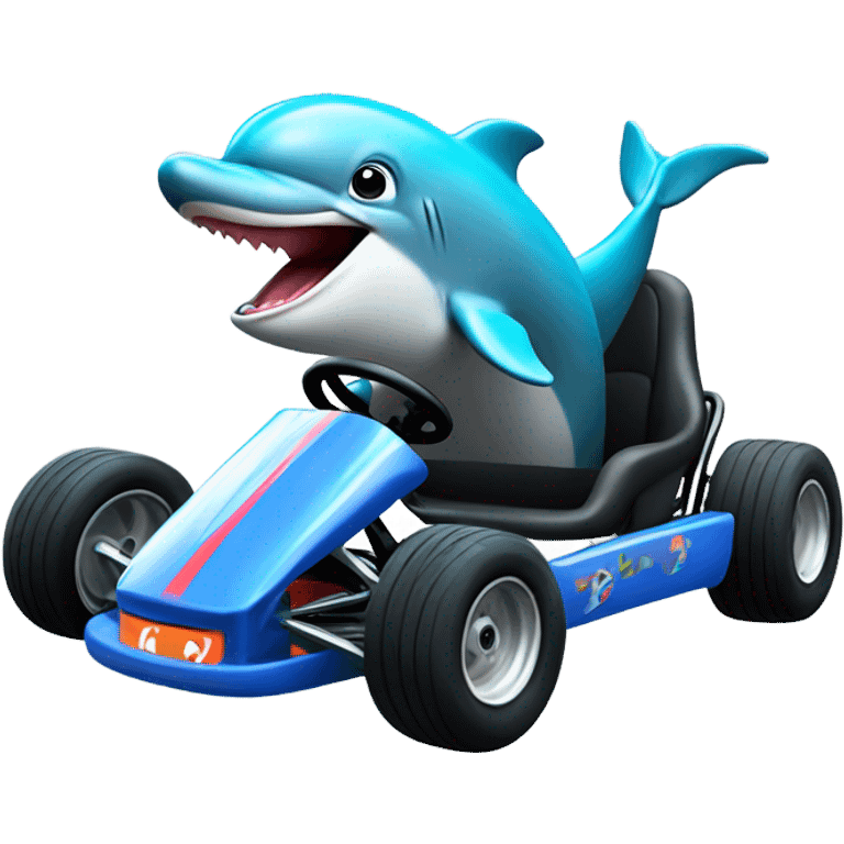 Dolphin on a go kart emoji