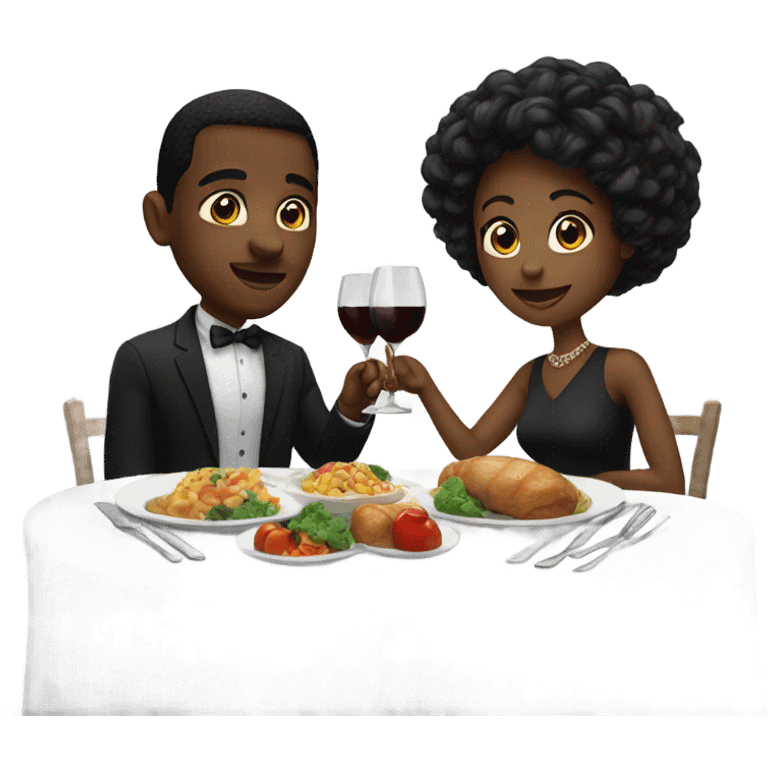 Dinner date black couple emoji