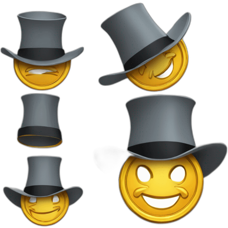 gray bitcoin coin retro disney character cylinder hat emoji