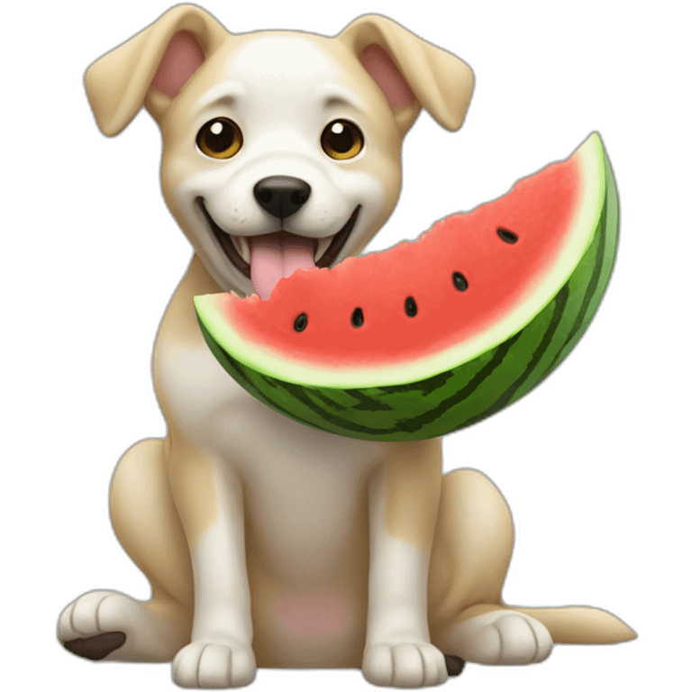 dog eating watermelon emoji