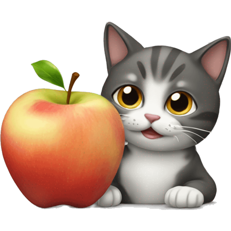 Cat eating an apple emoji