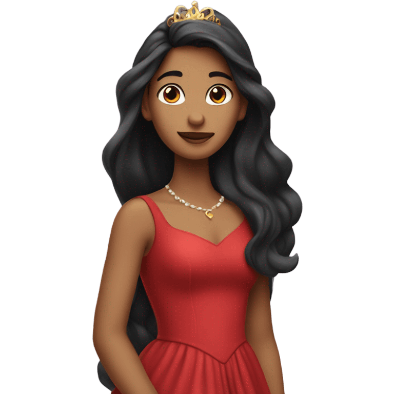 Princess with long dark hair with red dress  emoji