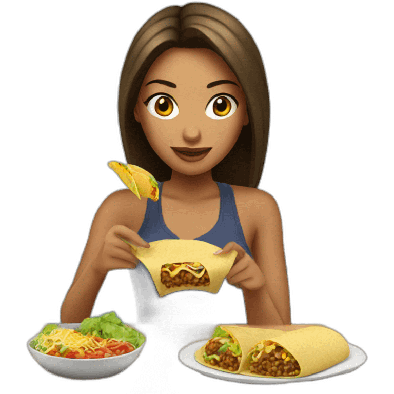 Rihana en train de manger un tacos emoji