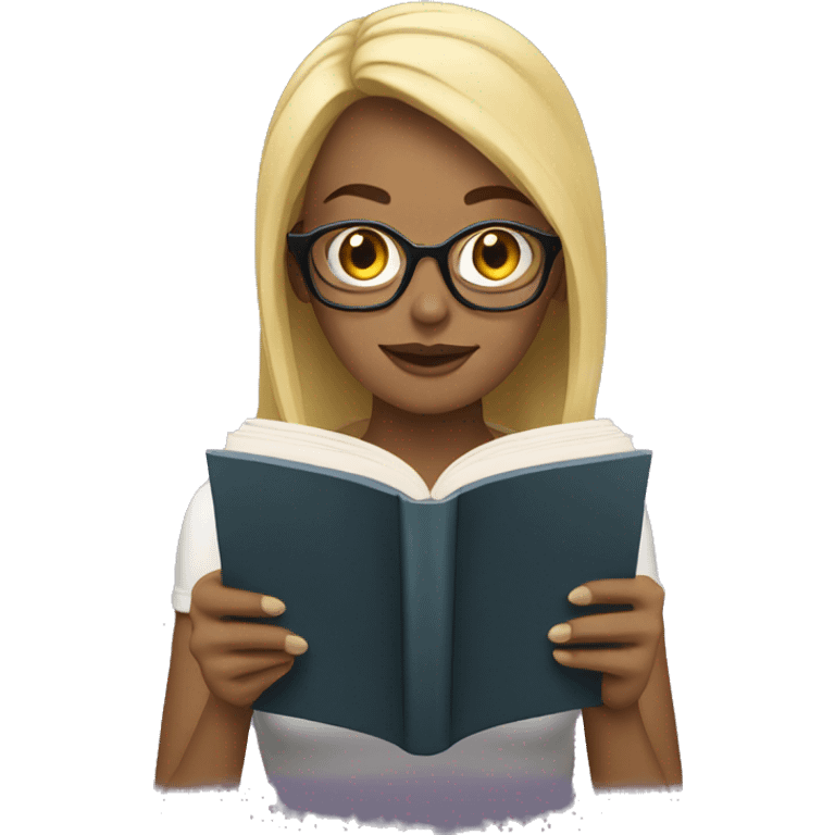 Blonde Woman with glasses reading a book emoji