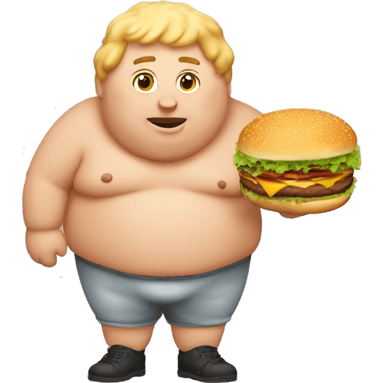 fat person with burger emoji