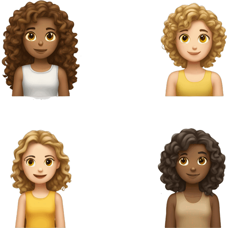 Girl 1: Caucasian with short curly brown hair hugging Girl 2: Caucasian with short & straight light brown hair emoji