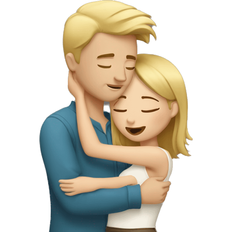 Blond Guy kisses a Girl with Brown hair  emoji