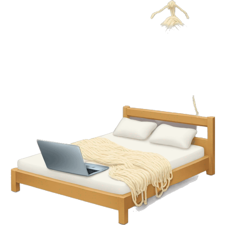 Bed + laptop + yarn emoji