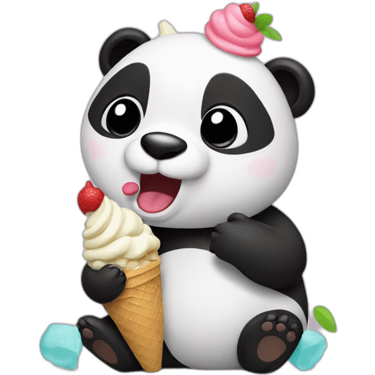 Panda eating ice cream emoji