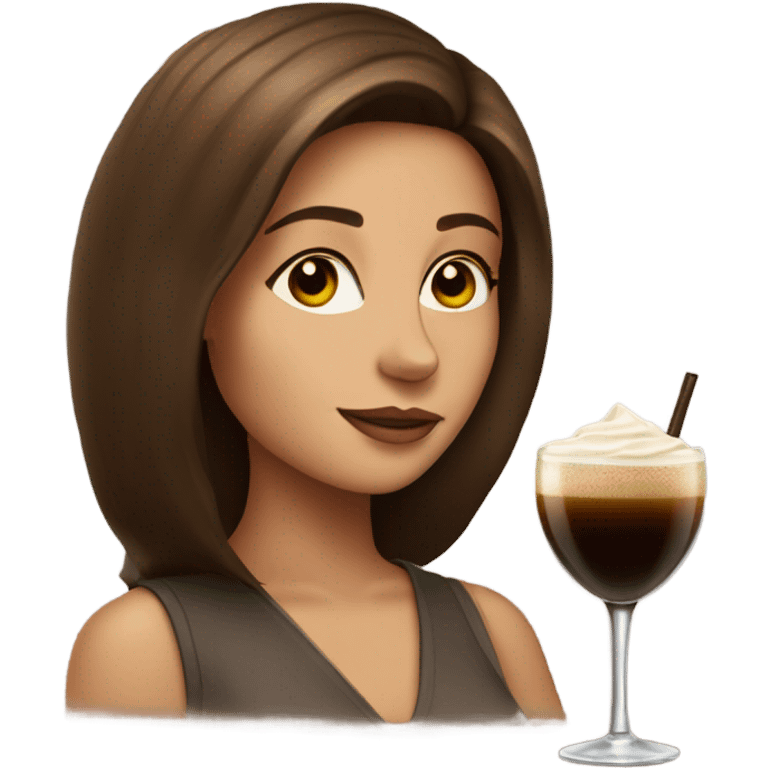 Brown haired Girl with an espresso martini emoji