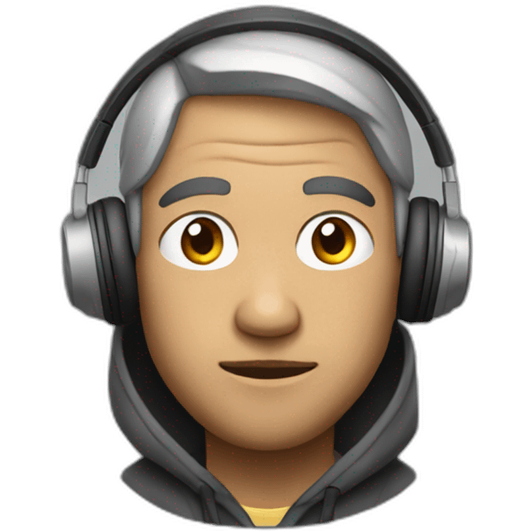 A man in hoddies and head phone emoji