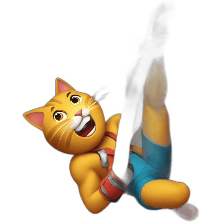 Cat rock climber on a bouldering gym wall emoji