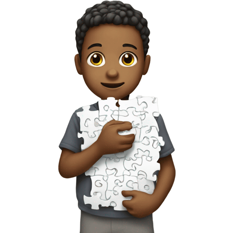 a child with a puzzle in his hands emoji