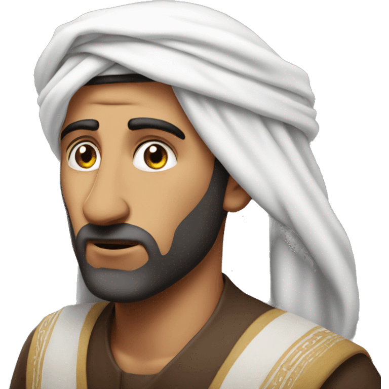 Arab holding his head with his hands photorealistic serious emoji