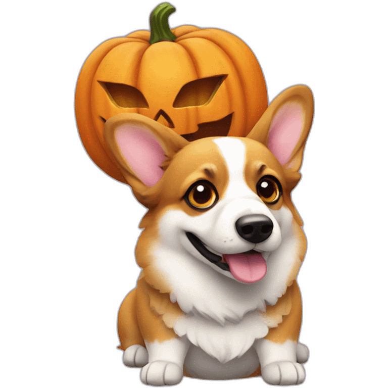 Corgi pumpkin halloween emoji