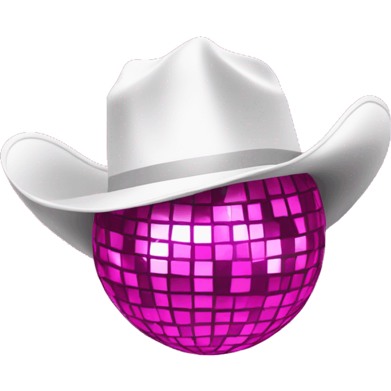 Pink disco ball with cowboy white hat emoji