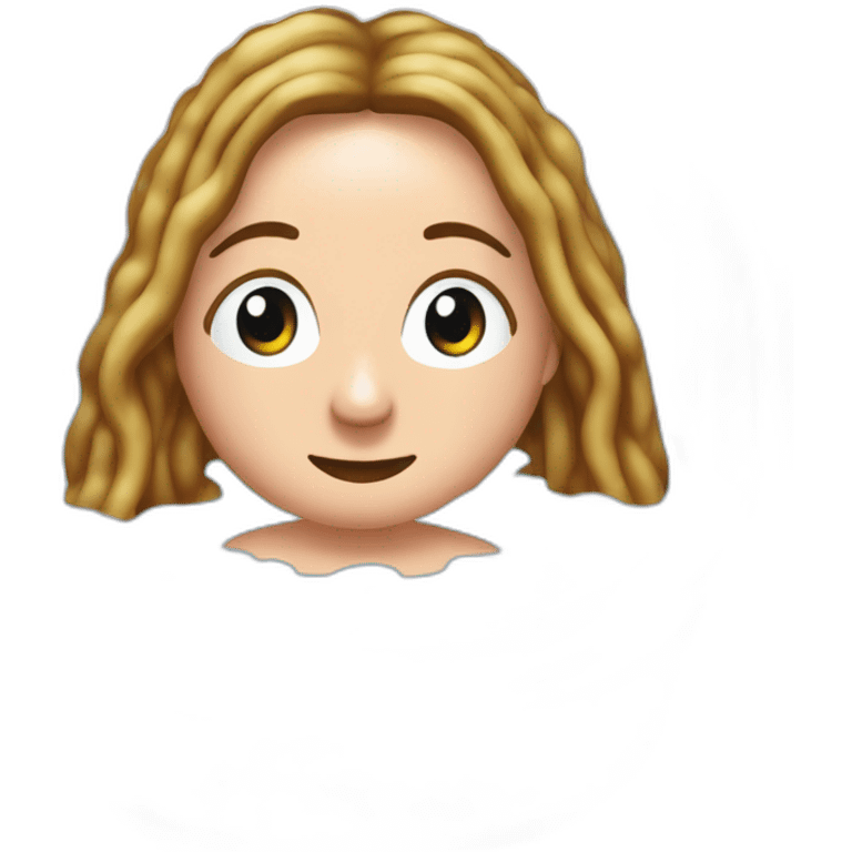 Victoria Coren-Mitchell in a bath of baked beans emoji