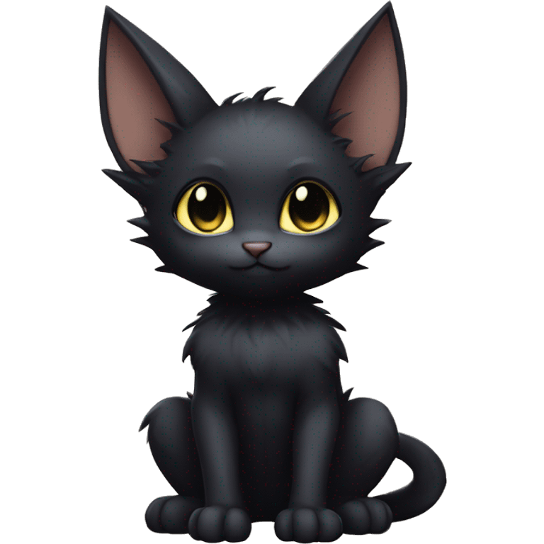 a anthro chibi-style black batty cat-Fakémon-hybrid full body emoji