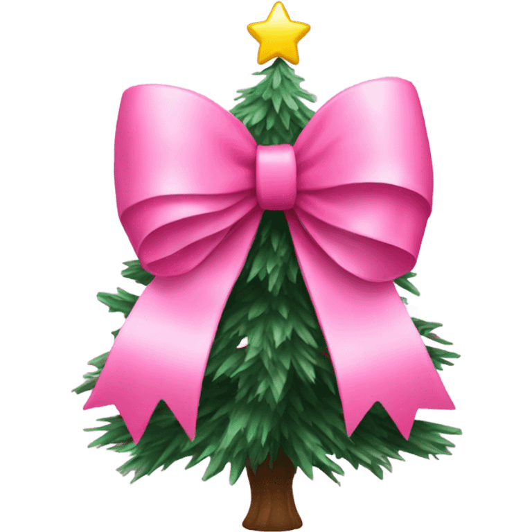 Pink bow on a Christmas tree emoji