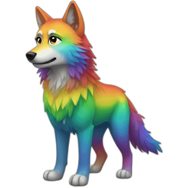 Rainbow Wolf Full Body emoji