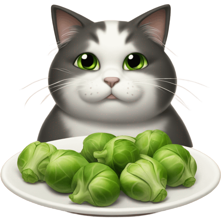 Sad cat eating Brussels sprouts emoji