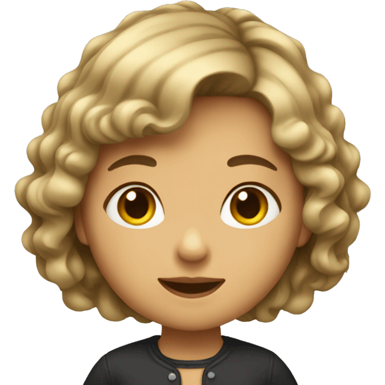 A girl with short hair and wave on her hair  emoji