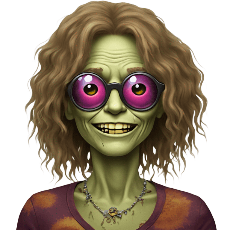  janis joplin zombie on circle glasses dancing emoji