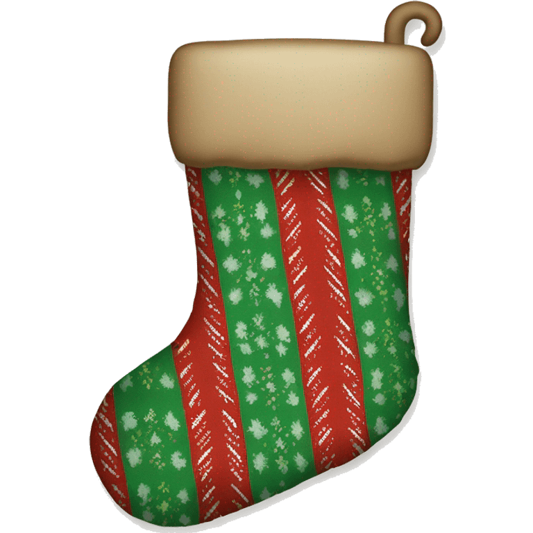 Christmas stocking with red and green pattern, cozy and festive design" emoji