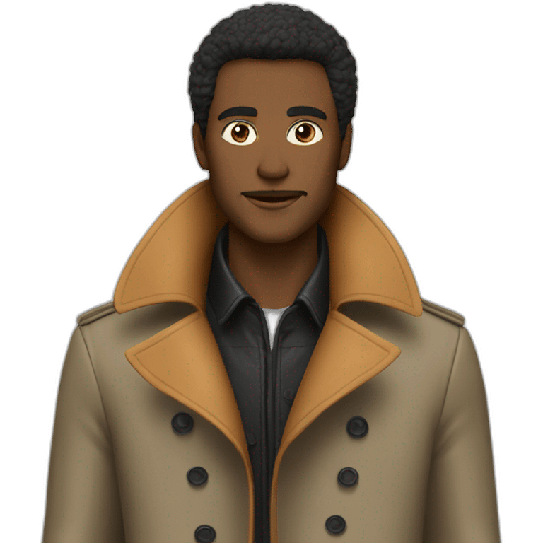 Trench coat with leather fur collar man emoji