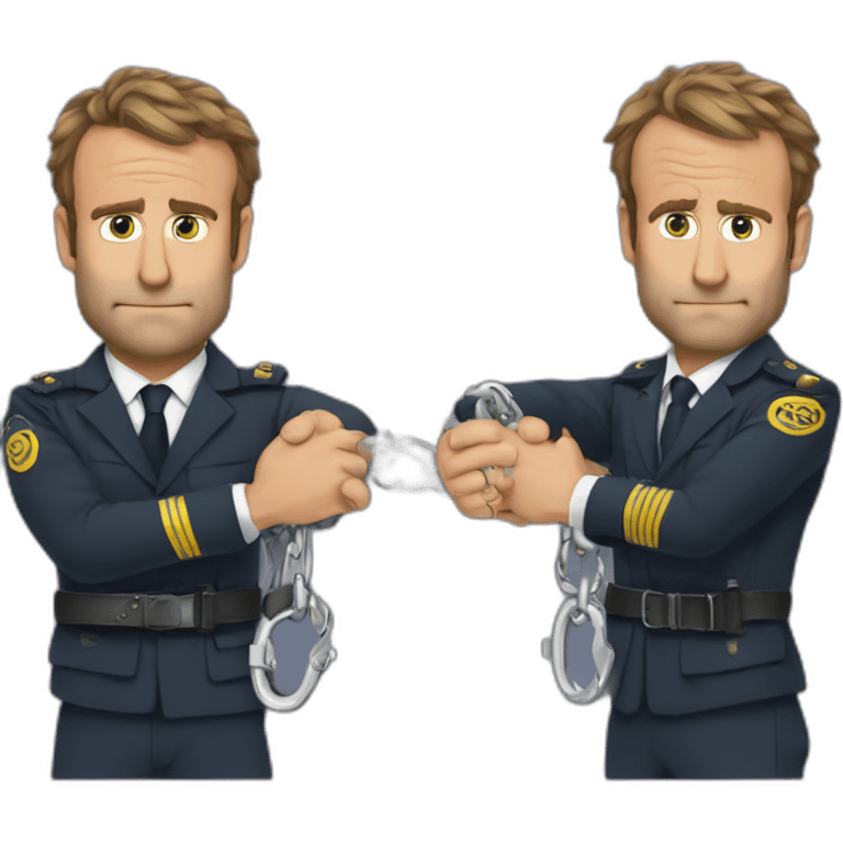 scruffy Macron shackled in handcuffs emoji