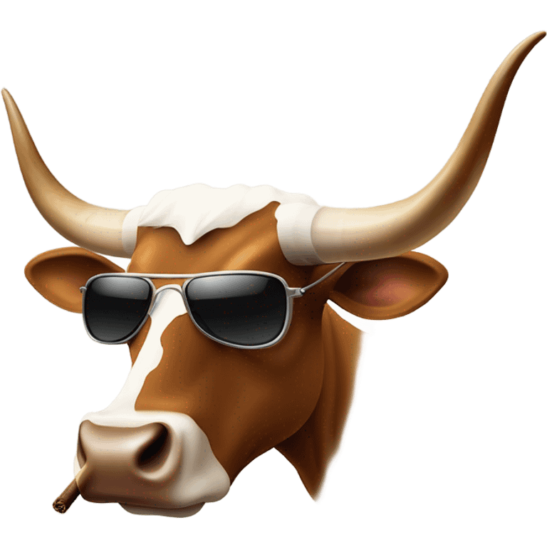 Longhorn bull￼￼ with smoking nostrils, sunglasses, and a cigar emoji