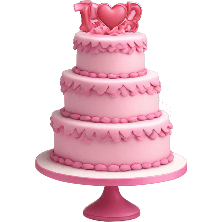 Birthday cake heart ruffles pink coquette three tier emoji