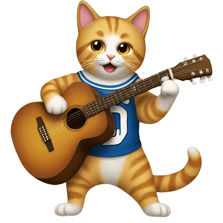 cheerleader cat playing acoustic guitar emoji