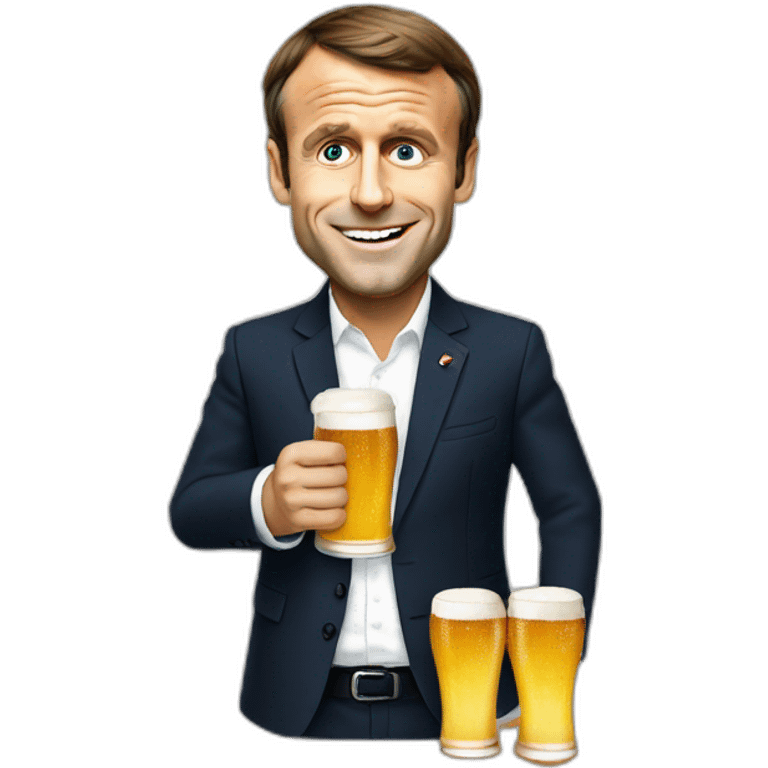 emmanuel macron holding a beer emoji