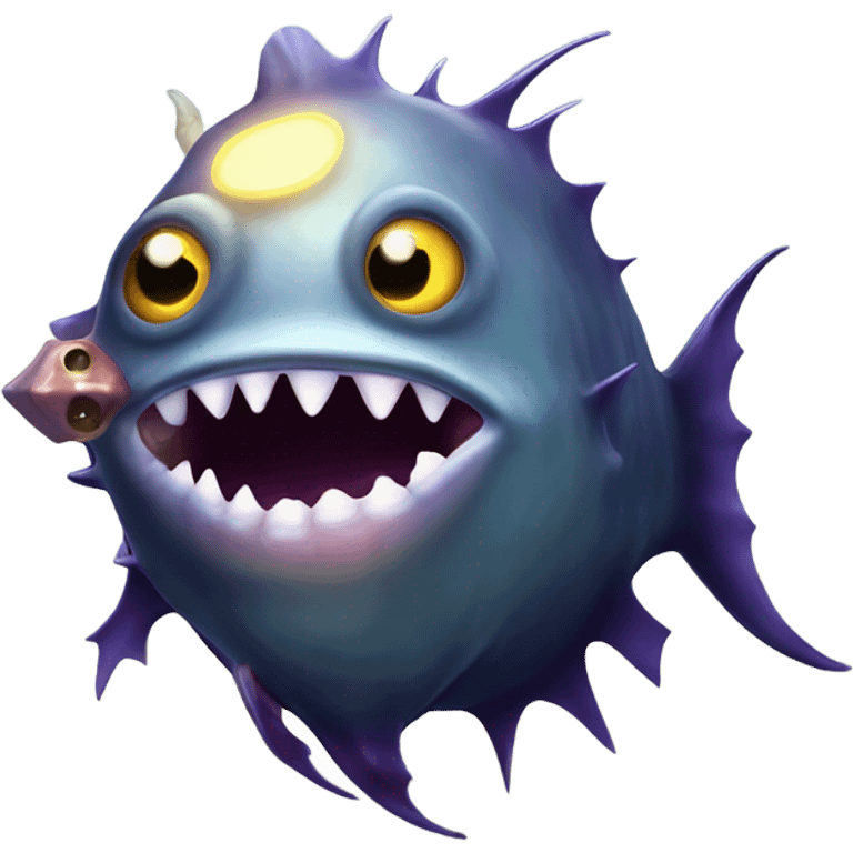 Anglerfish with glowing lure, sharp teeth, and big eyes. emoji