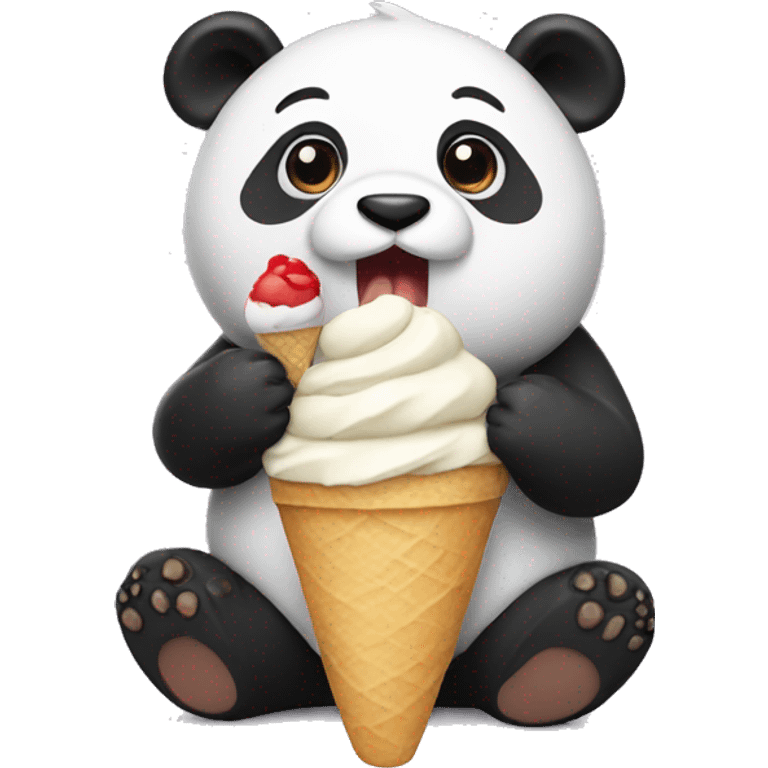 Panda eating icecream emoji