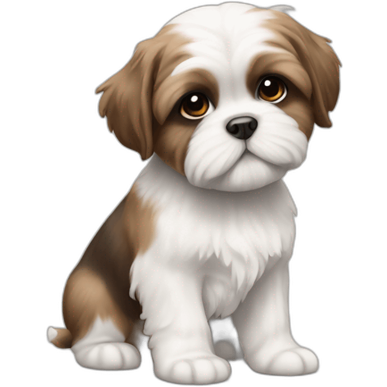 white and brown shi tzu puppy emoji