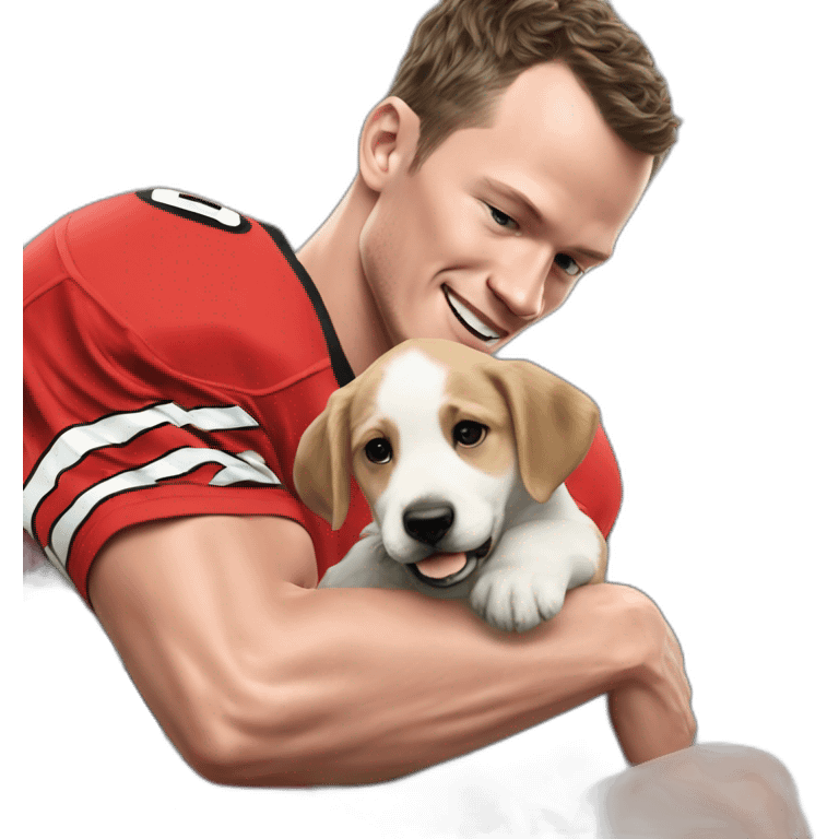 Jonathan Toews playing with a puppy emoji