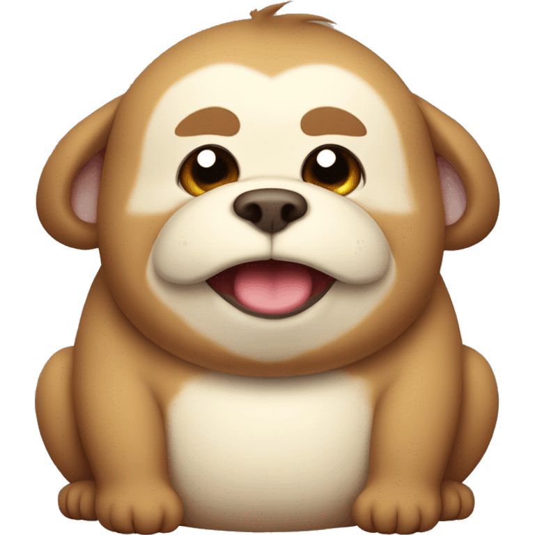 chubby monkey dog with a belly emoji