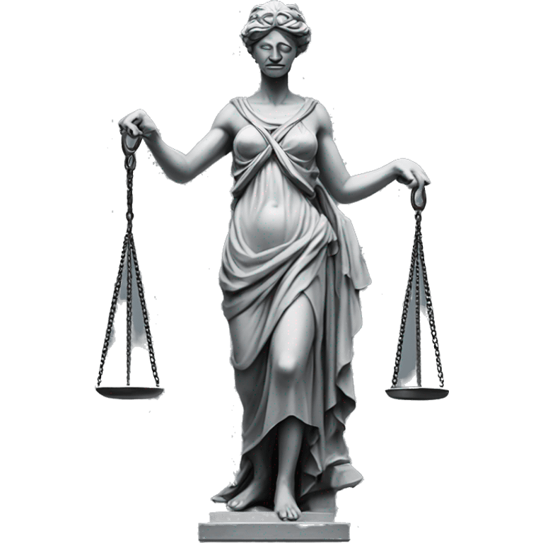 Grey statue of Justitia with scale and blindfold emoji