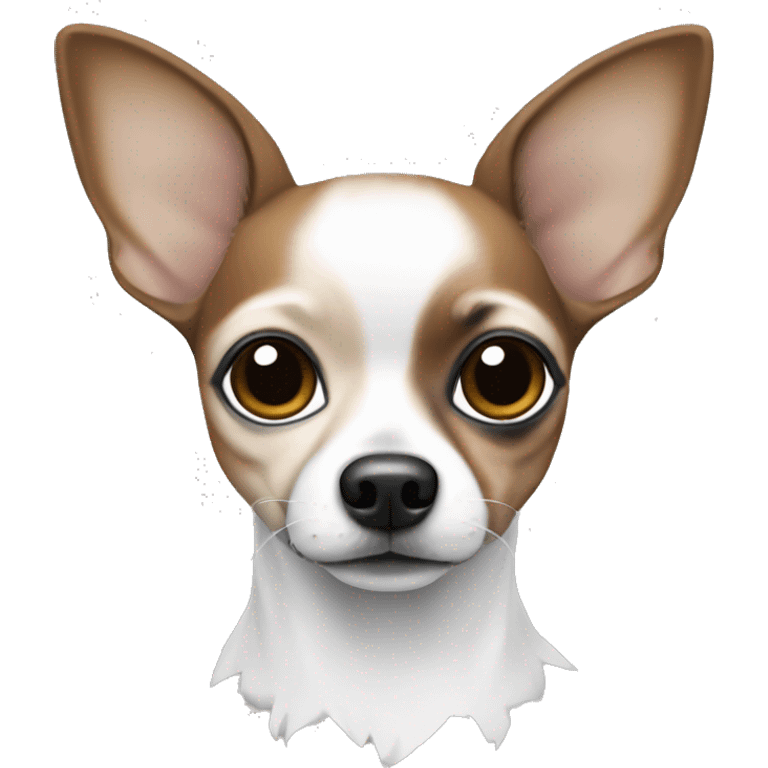 Create a Chihuahua in white,grey and Brown and some Black Frackes  emoji