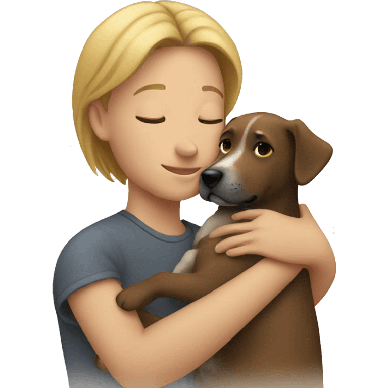 person cuddling a dog emoji