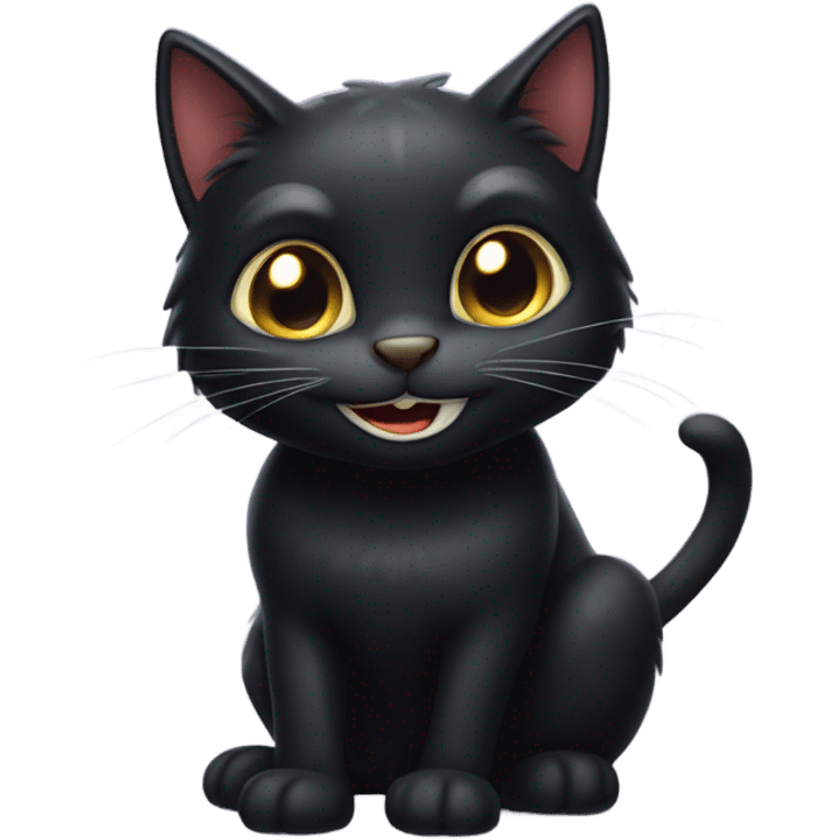  black cat with mischievous smile like he wants to do something freaky ahhh to u emoji