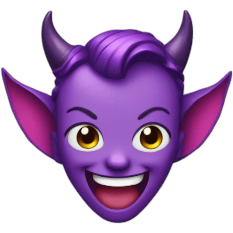 Cute giggle laugh with purple devil ears  emoji