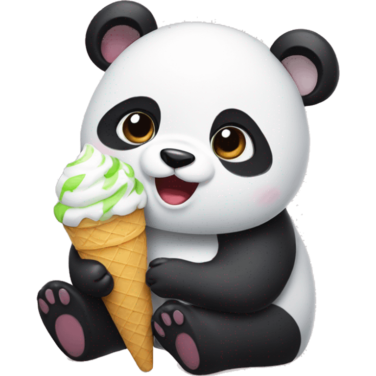 Panda eating ice cream emoji