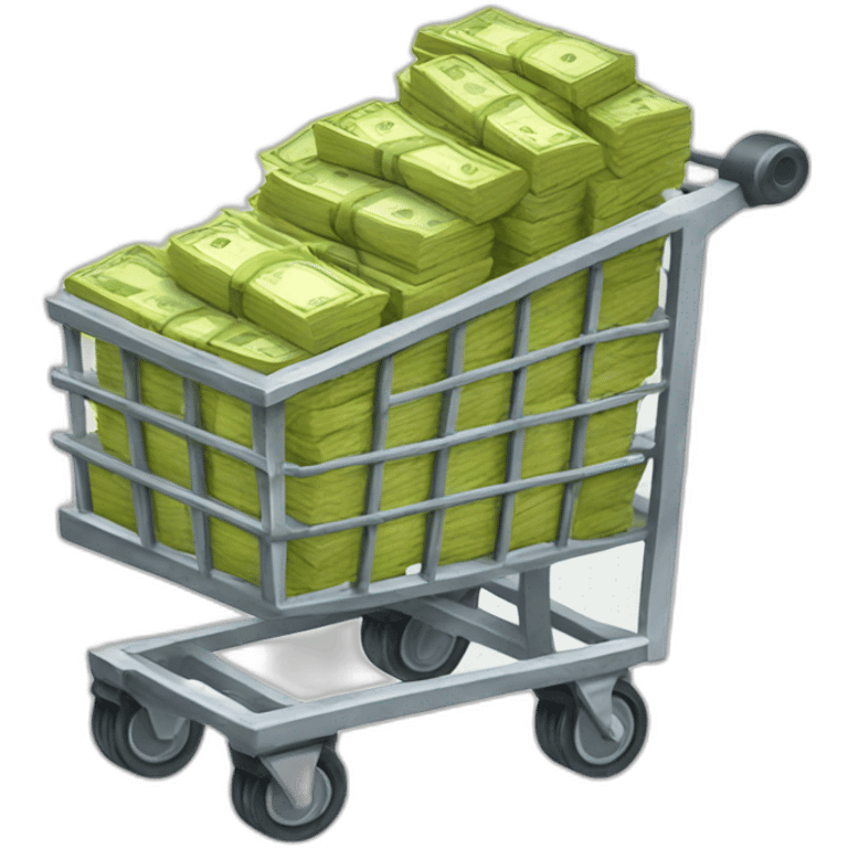 Shipping cart filled with money emoji